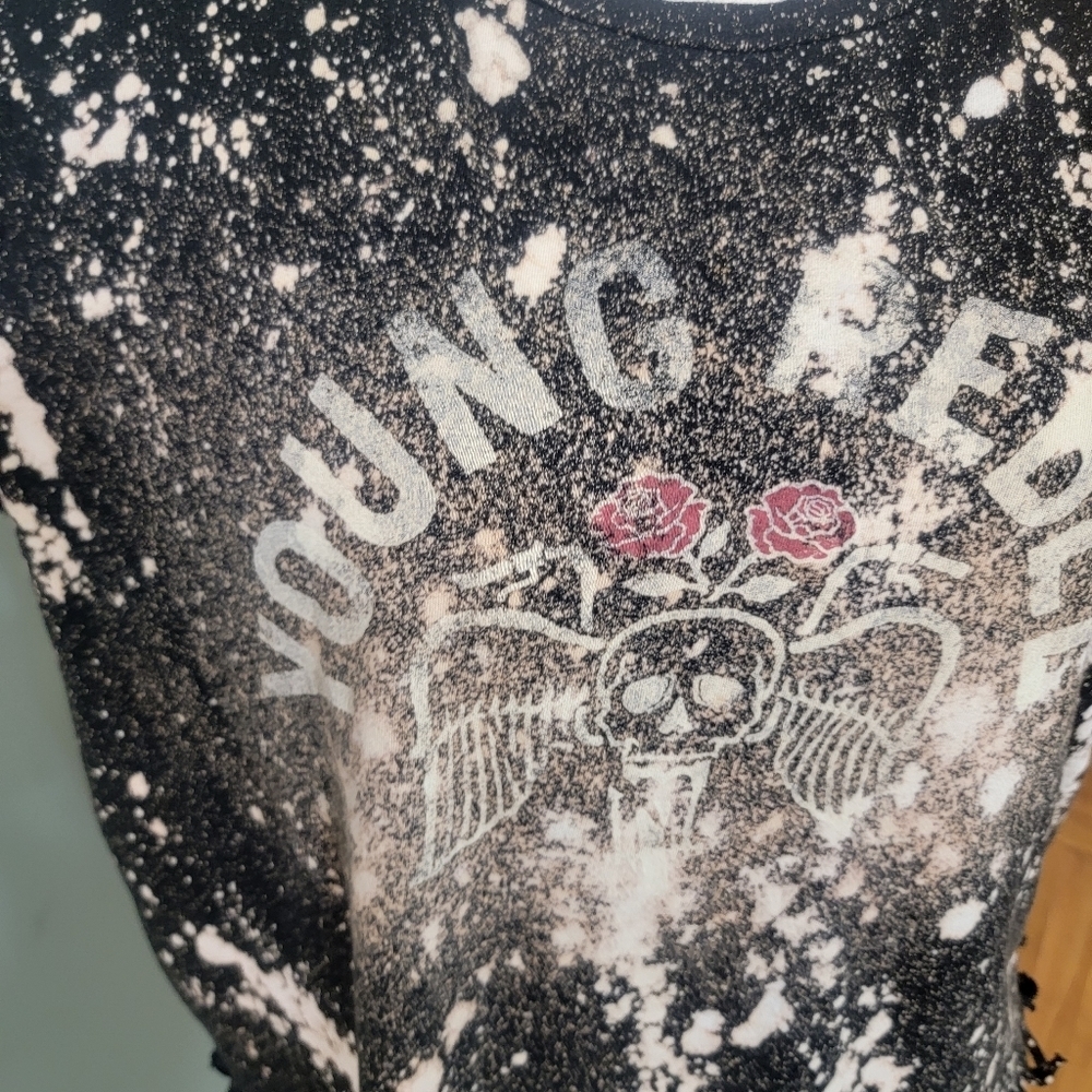 Ralph Lauren Denim Supply Custom Bleached DIY Cropped Y2K Young Rebel Tee Size L - Picture 7 of 8